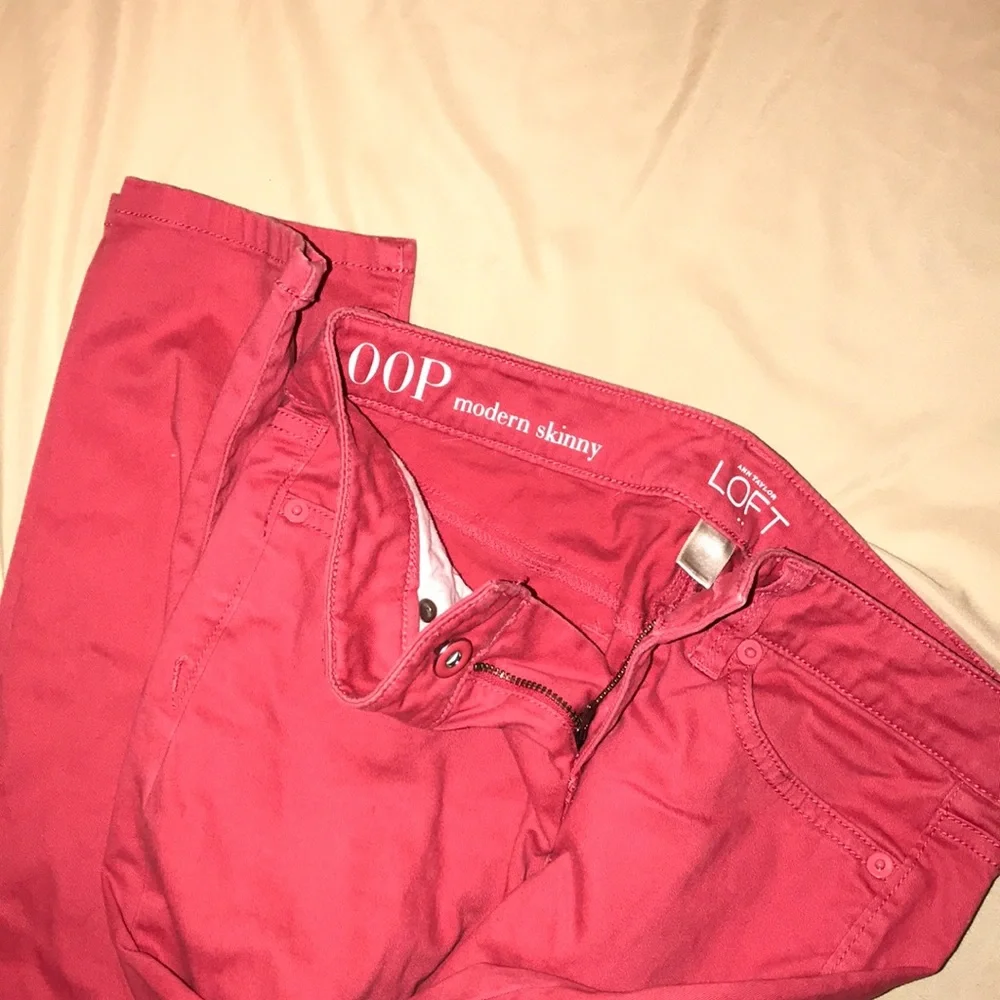 ❤️ 3/$25 Ann Taylor Loft Coral Pants Skinny | 00P - Picture 3 of 5